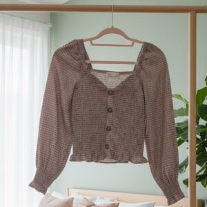 Vintage Havana, Elegant Button-Up Blouse - Brown